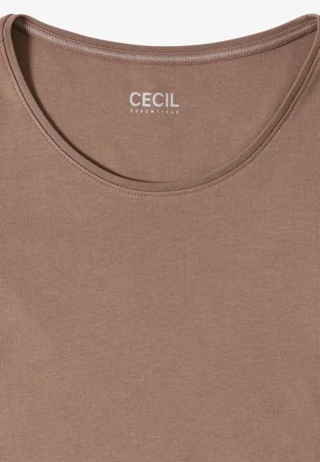 T-Shirt in Unifarbe cocoa taupe