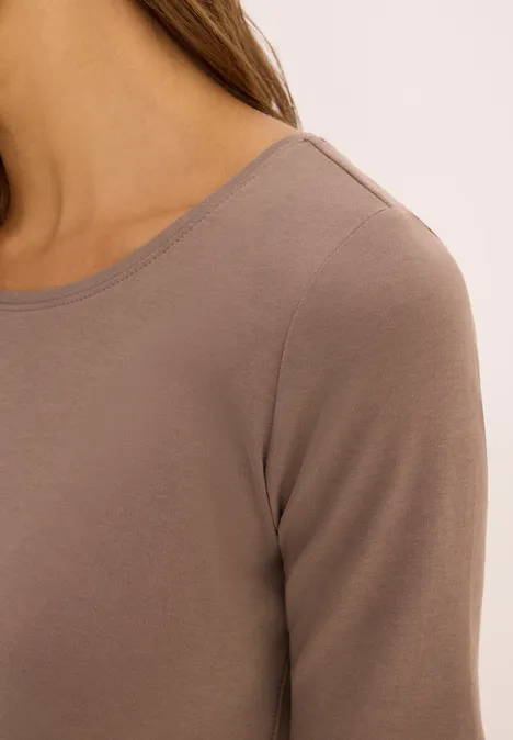 T-Shirt in Unifarbe cocoa taupe