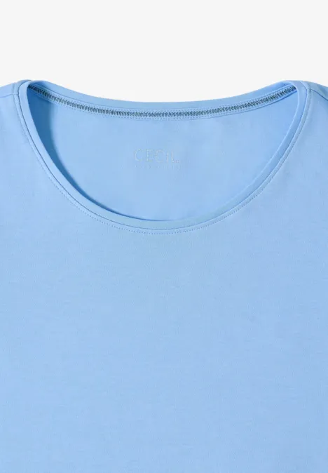 T-Shirt in Unifarbe sporty light blue