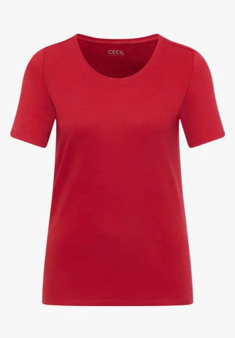 T-shirt rouge à col rond et manches courtes