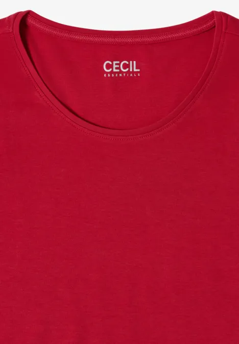 T-shirt rouge uni CECIL à col rond, design épuré