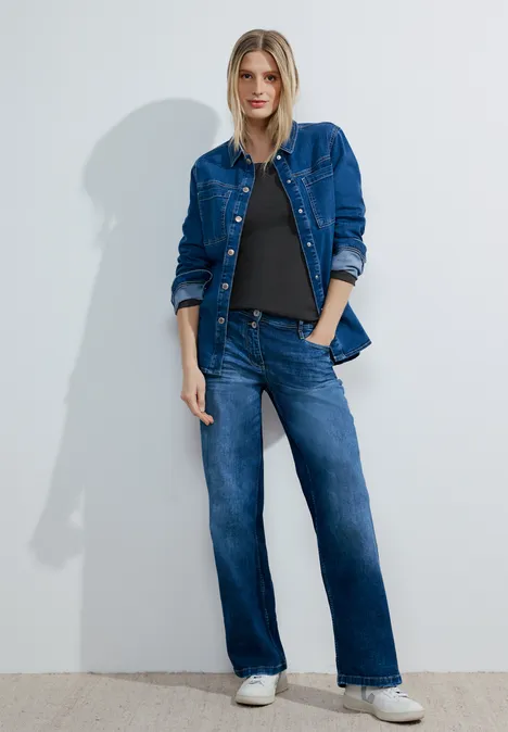 Basic Shirt mit Rundhals Black