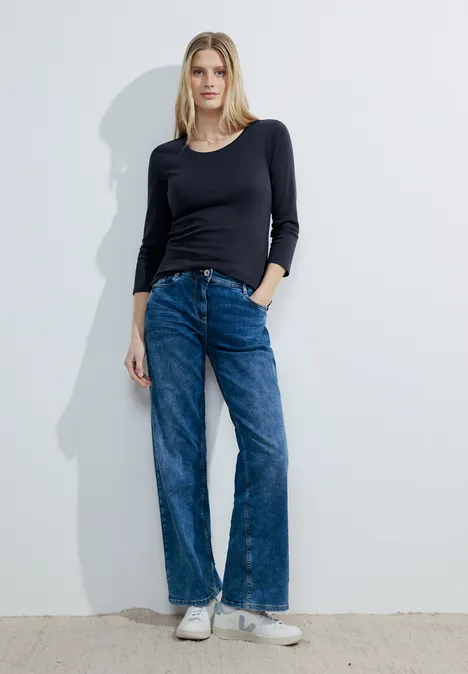Basic Shirt mit Rundhals deep blue