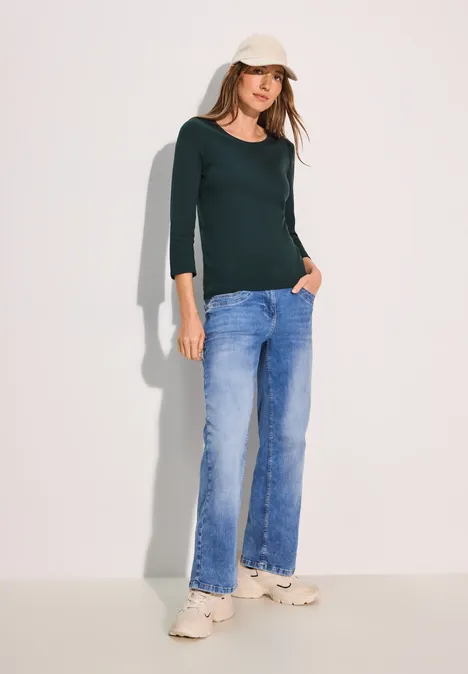 Basic Shirt mit Rundhals fir green