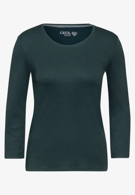 Basic Shirt mit Rundhals fir green