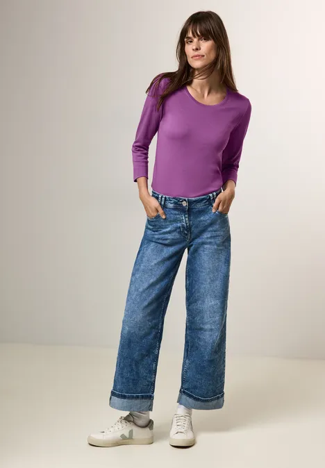 Basic Shirt mit Rundhals iced violet