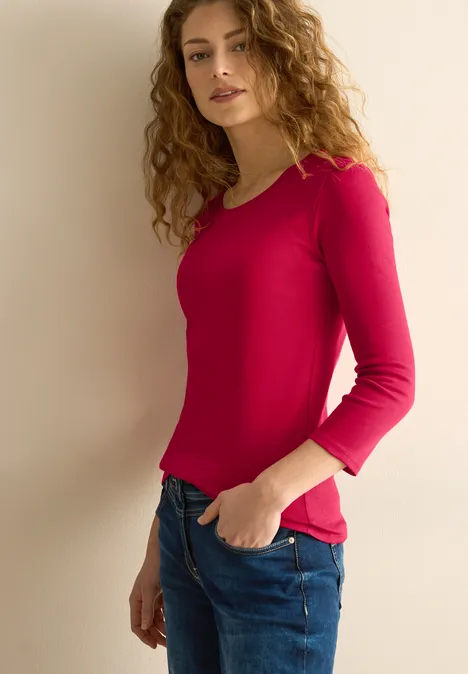 Basic Shirt mit Rundhals granita red