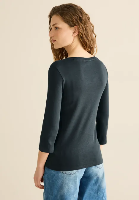 Basic Shirt mit Rundhals slate khaki