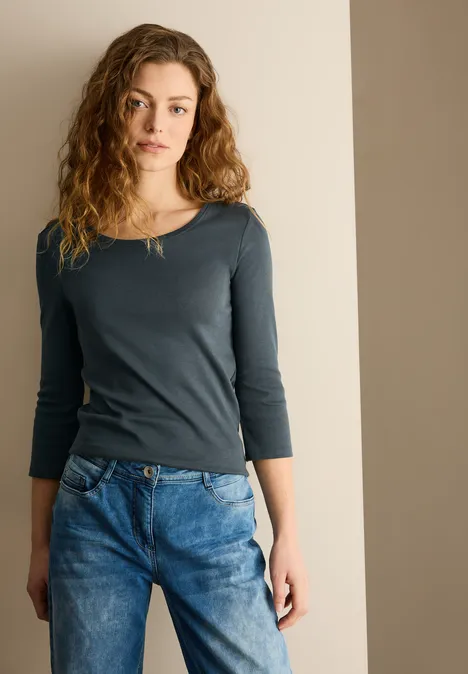 Basic Shirt mit Rundhals slate khaki