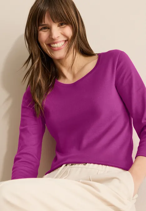 Basic Shirt mit Rundhals anemone pink