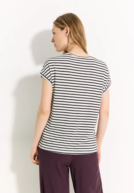 T-Shirt mit Ripp Details aubergine red