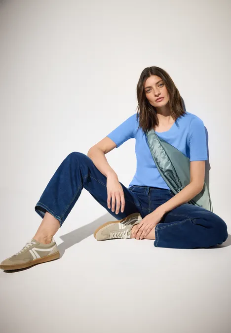 V-Neck T-Shirt aster blue