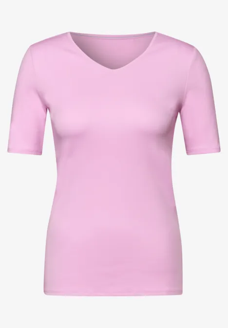 Koszulka z dekoltem w szpic cherry blossom pink Koszulka z dekoltem w szpic cherry blossom pink