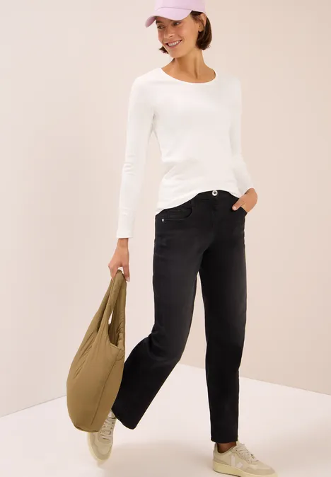 Basic Langarmshirt vanilla white
