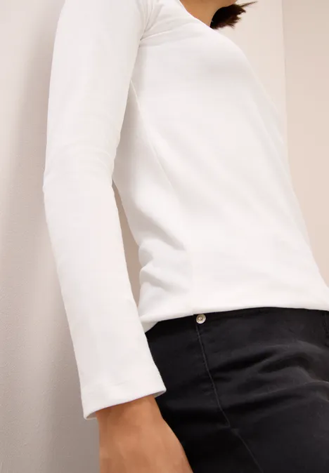 Basic Langarmshirt vanilla white