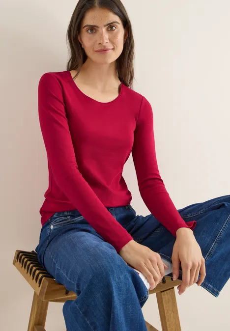 Basic shirt met lange mouwen beaujolais red