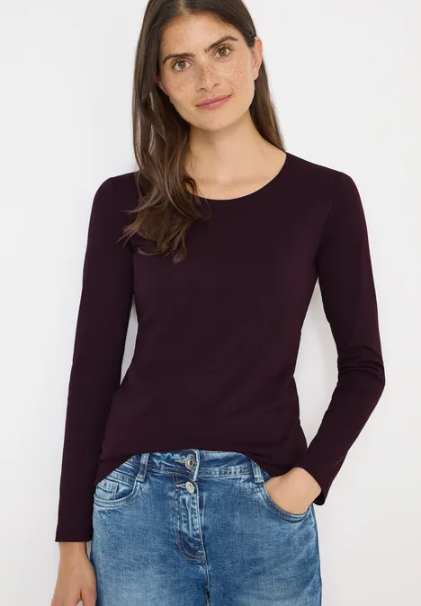 Basic shirt met lange mouwen eggplant red