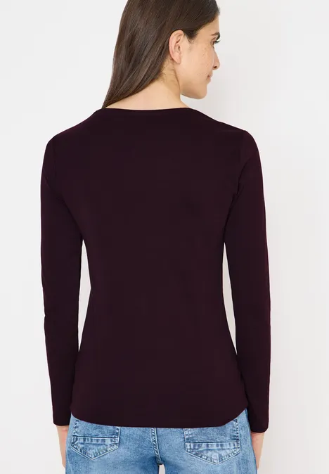 Basic shirt met lange mouwen eggplant red