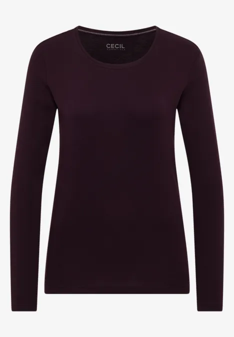 Basic shirt met lange mouwen eggplant red