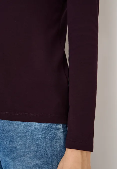Basic shirt met lange mouwen eggplant red
