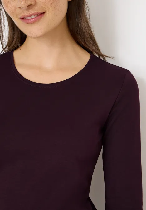 Basic shirt met lange mouwen eggplant red