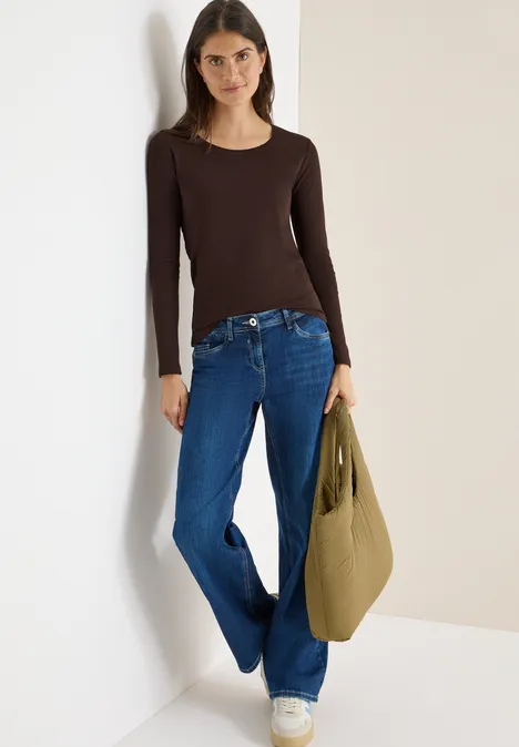 Basic shirt met lange mouwen tartufo brown