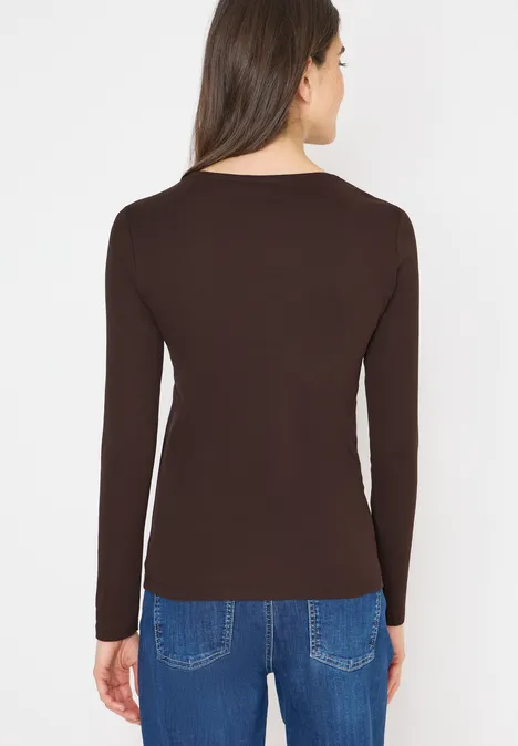 Basic shirt met lange mouwen tartufo brown