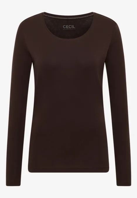 Basic shirt met lange mouwen tartufo brown