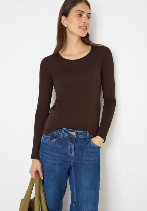 Basic shirt met lange mouwen tartufo brown