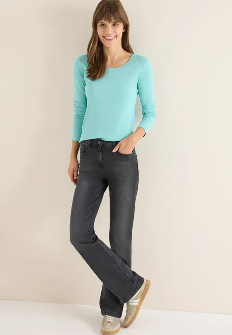 Basic Langarmshirt sea foam blue