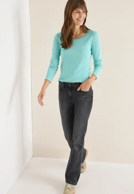 Basic Langarmshirt sea foam blue