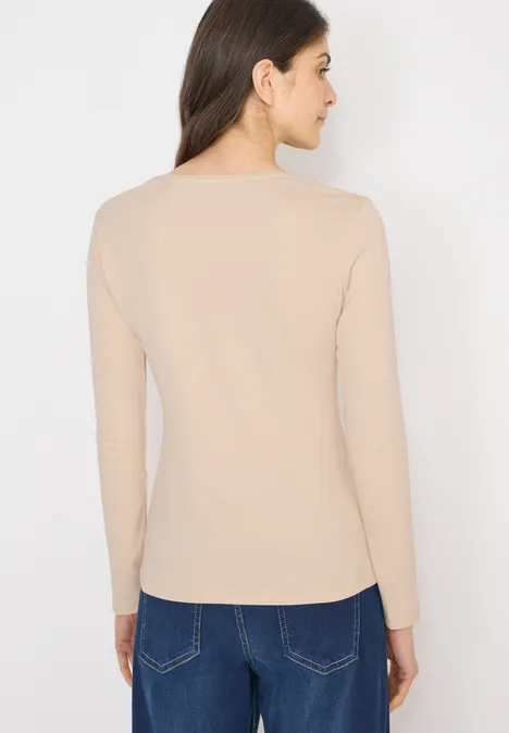 Basic Langarmshirt pearl beige
