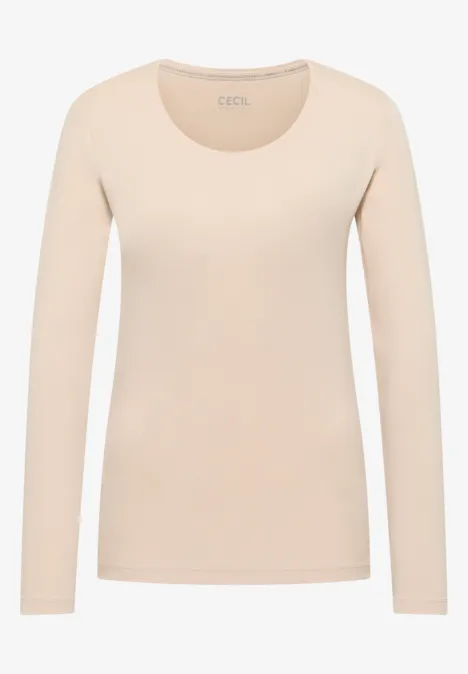 Basic Langarmshirt pearl beige