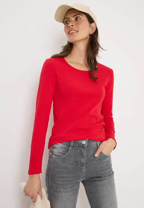 Basic Langarmshirt fiery red