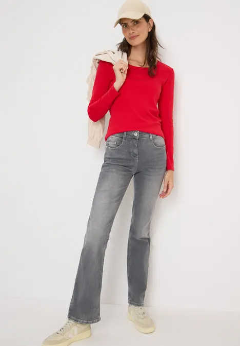 Basic Langarmshirt fiery red
