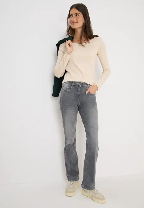 Basic Langarmshirt oat milk beige