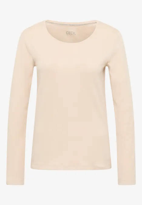 Basic Langarmshirt oat milk beige
