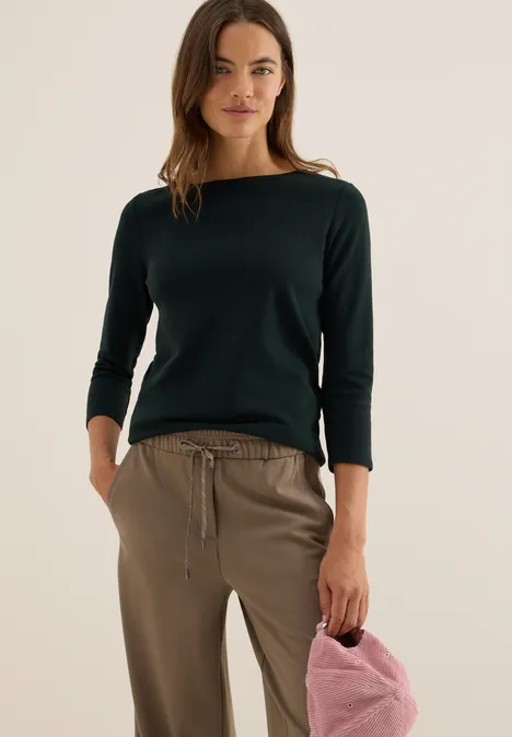 Basic Shirt in Unifarbe ink green