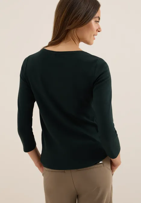 Basic Shirt in Unifarbe ink green