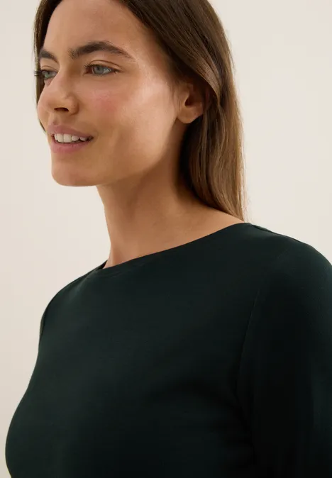 Basic Shirt in Unifarbe ink green