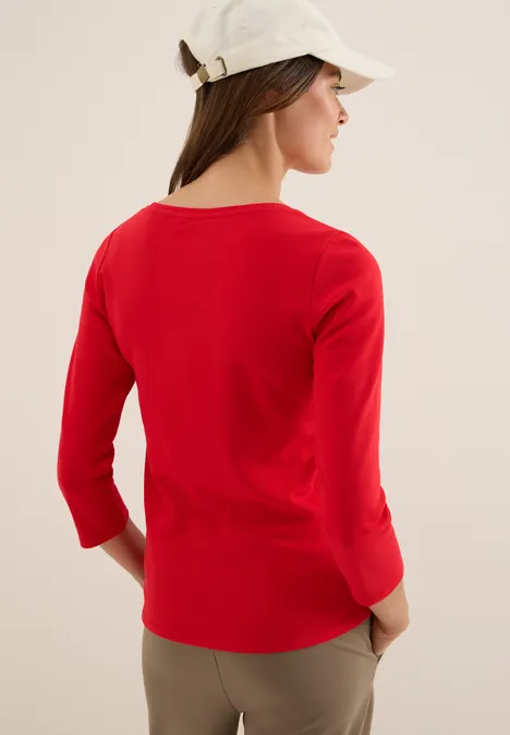 Basic Shirt in Unifarbe fiery red