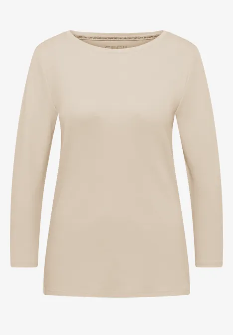 Basic Shirt in Unifarbe oat milk beige