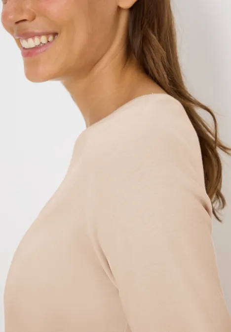 Basic Shirt in Unifarbe oat milk beige