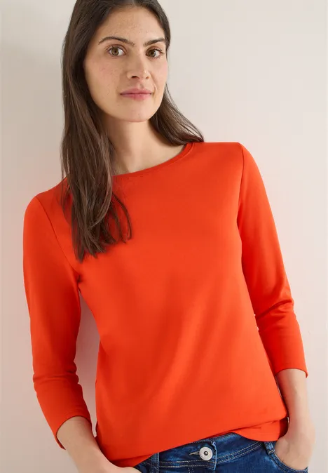 Basic Shirt in Unifarbe cherry tomato orange Basic Shirt in Unifarbe cherry tomato orange