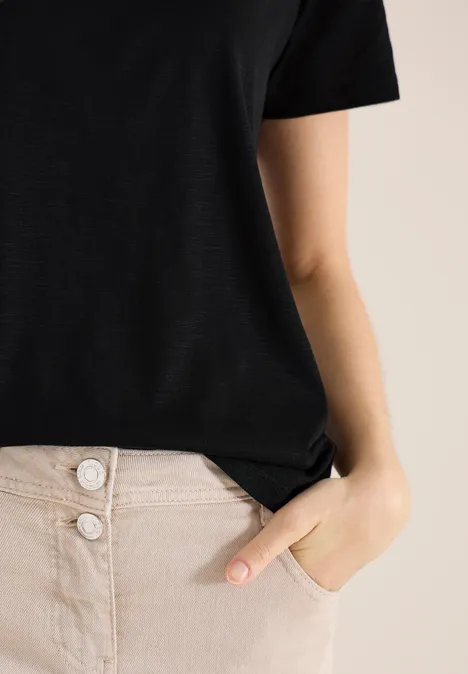 Basic koszulka z okrągłym dekoltem Black