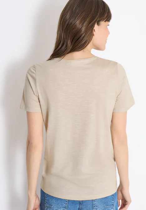 T-shirt basique à col rond grain beige