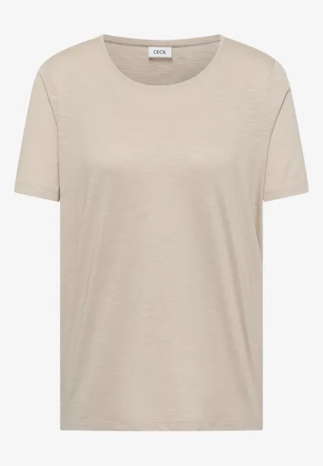 T-shirt basique à col rond grain beige
