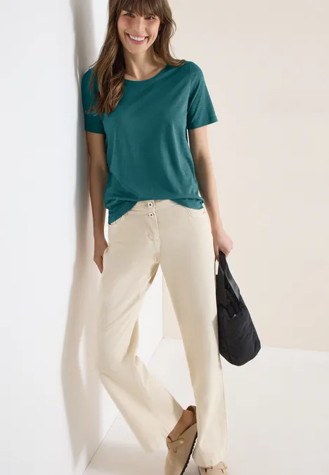 T-shirt basique à col rond jungle green