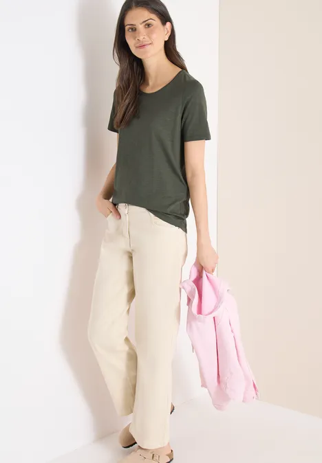 T-shirt basique à col rond khaki