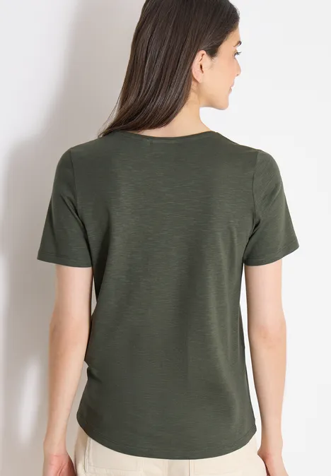 T-shirt basique à col rond khaki